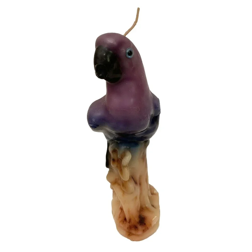 Unique Parrot Parakeet Multicolored Candle Purple Green Beige Bird Decor COD20